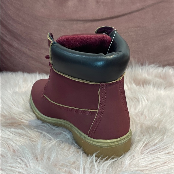 Burgundy Lace-Up Ankle Boots - Picture 6 of 8